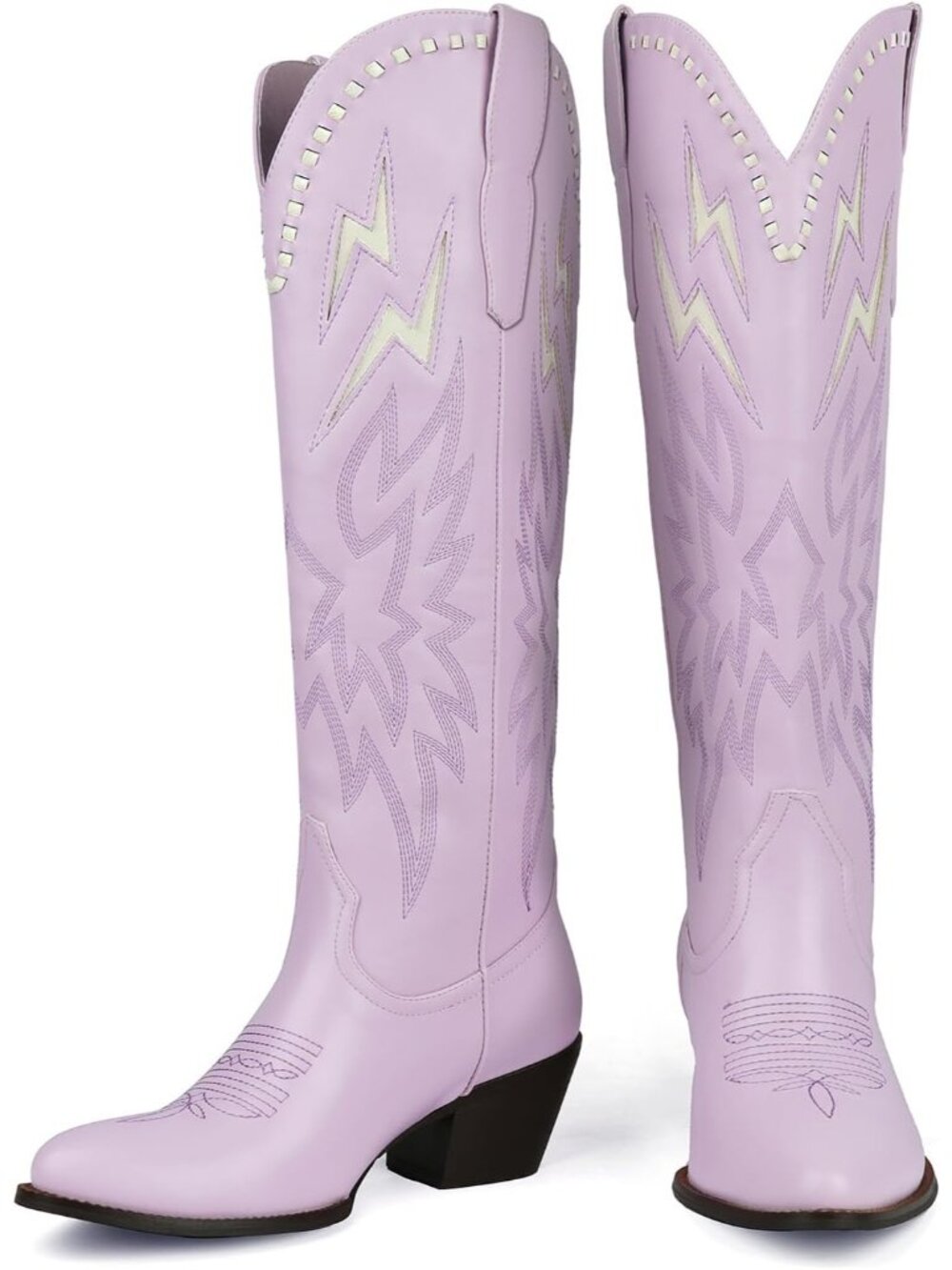 Designer Inspired Lavender Western Heeled Boots